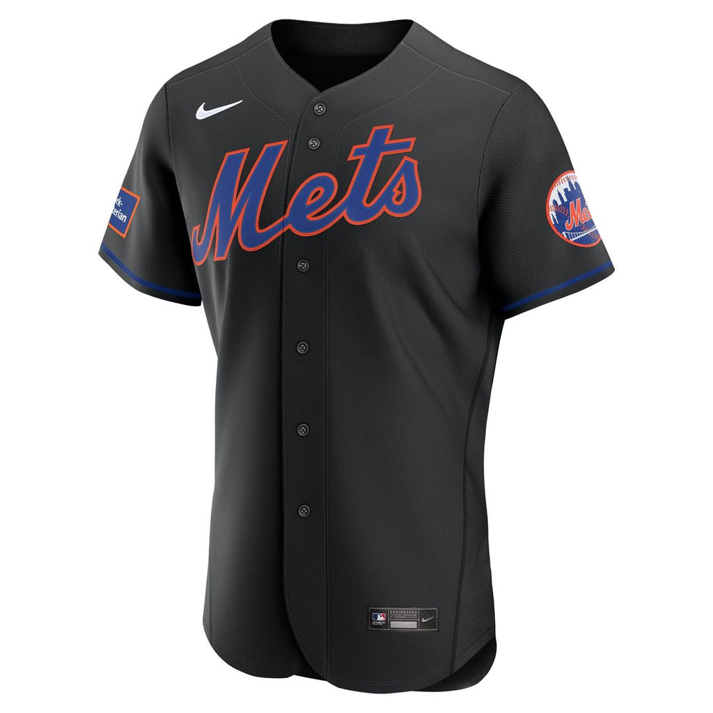 New York Mets Nike Alternate Authentic Sponsor Patch Jersey - Black | MLB Fan Gear