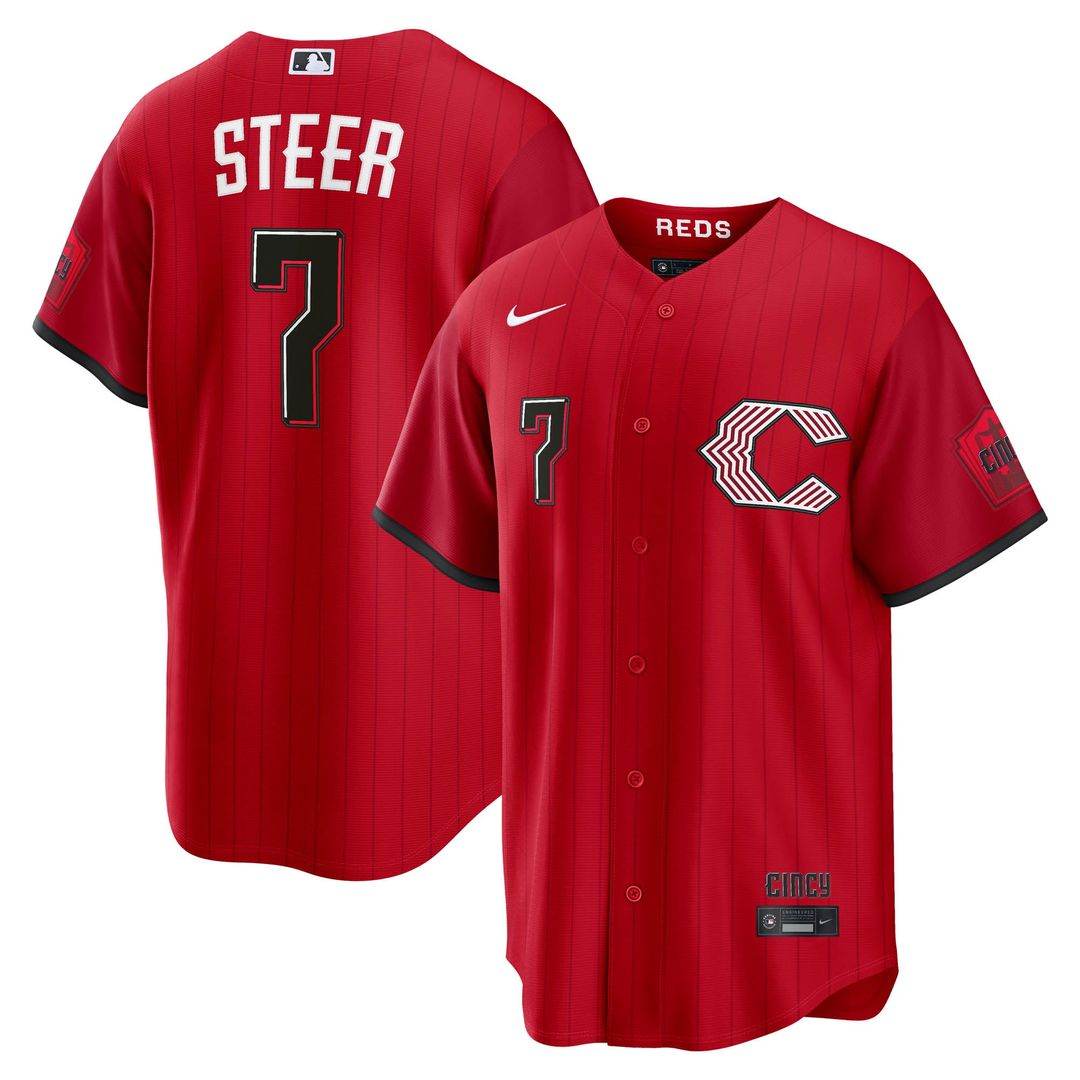 Spencer Steer Cincinnati Reds Nike 2026 City Connect Stadium Jersey - Red | MLB Fan Gear