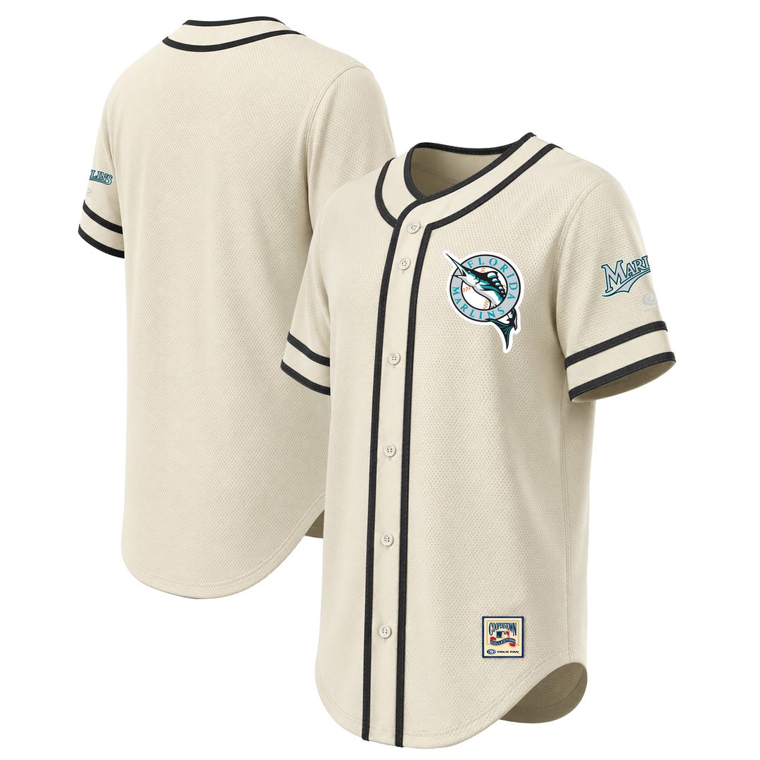 Miami Marlins Stitches Throwback Fashion Jersey - Natural | MLB Fan Gear