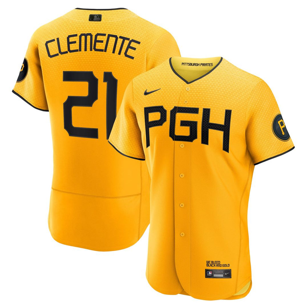Roberto Clemente Pittsburgh Pirates Nike City Connect Authentic Player Jersey - Gold | MLB Fan Gear