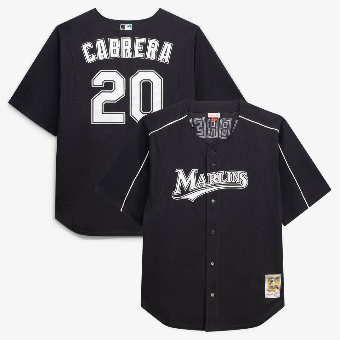 Miguel Cabrera Miami Marlins Mitchell & Ness Big & Tall Cooperstown Mesh Batting Practice Jersey - Black | MLB Fan Gear