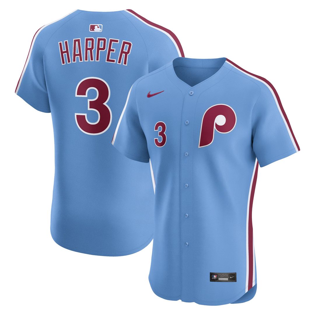 Bryce Harper Philadelphia Phillies Nike Alternate Elite Jersey - Light Blue | MLB Fan Gear