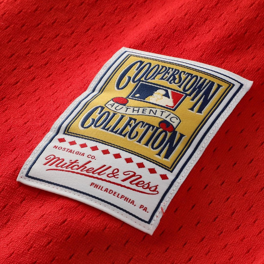 Jimmy Rollins Philadelphia Phillies Mitchell & Ness Cooperstown Mesh Batting Practice Button-Up Jersey - Red | MLB Fan Gear