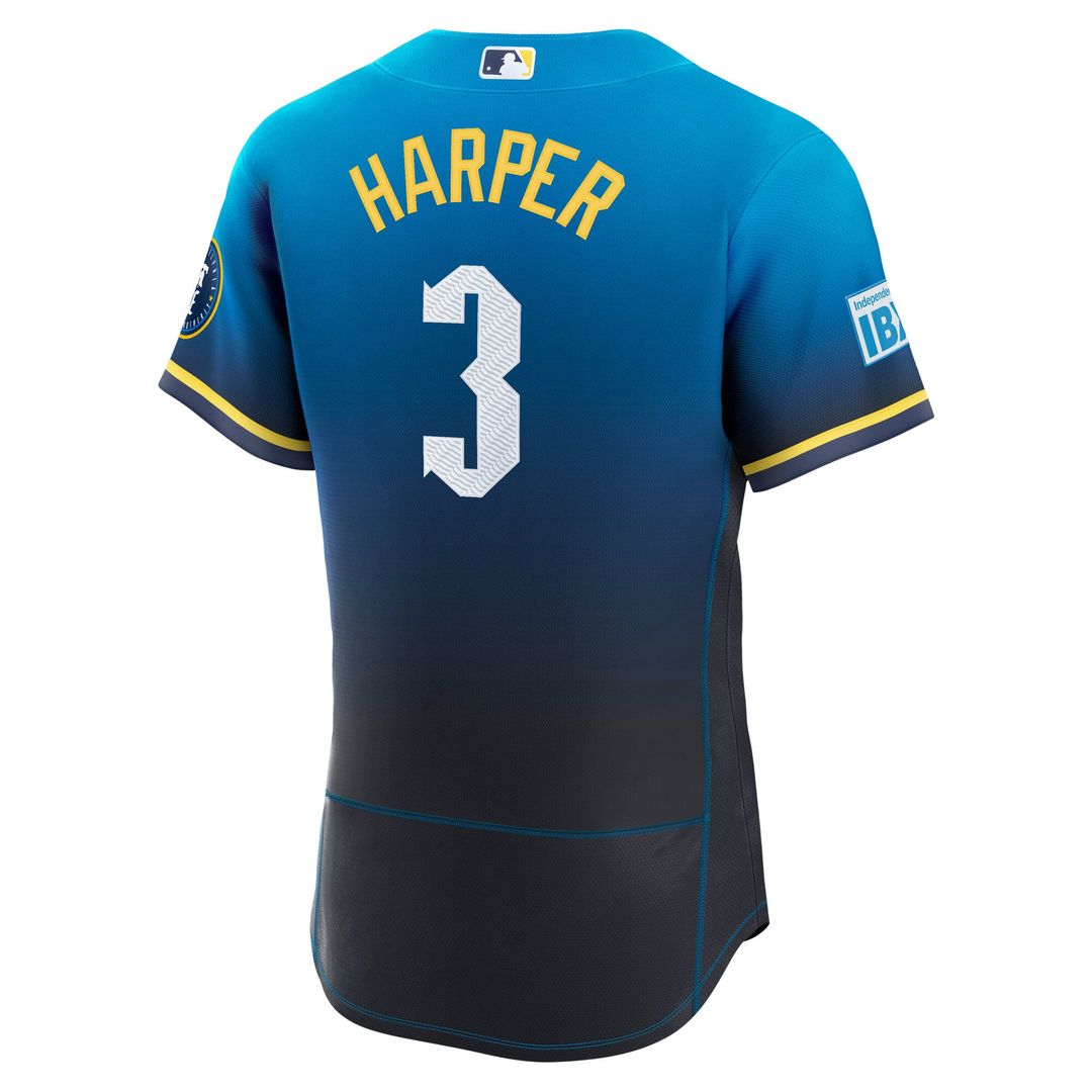 Bryce Harper Philadelphia Phillies Nike City Connect Authentic Sponsor Patch Jersey - Blue | MLB Fan Gear