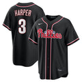 Bryce Harper Philadelphia Phillies Nike Fashion Replica Black Out Jersey | MLB Fan Gear