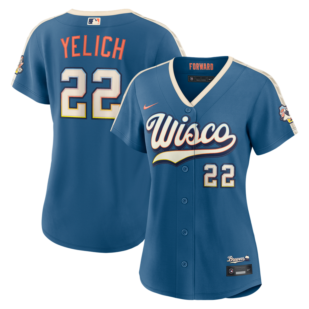 Christian Yelich Milwaukee Brewers Nike Women's 2026 City Connect Stadium Jersey - Mineral Blue | MLB Fan Gear