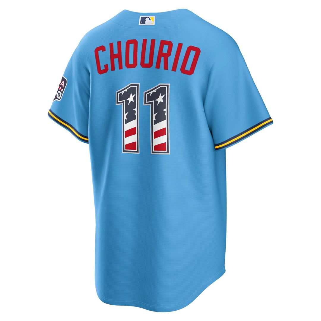 Jackson Chourio Milwaukee Brewers Nike USA 250 Fourth of July Road Stadium Jersey - Light Blue | MLB Fan Gear
