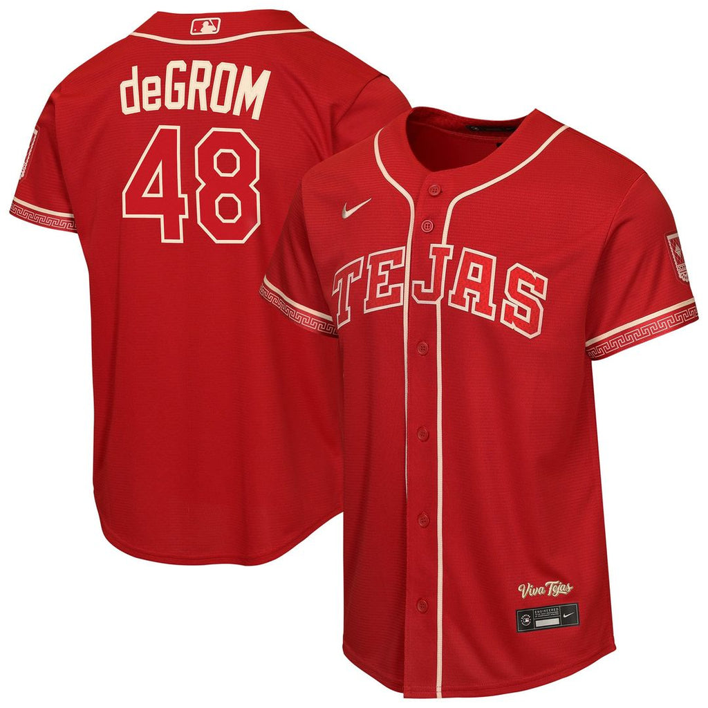 Jacob deGrom Texas Rangers Nike Youth 2026 City Connect Stadium Jersey - Red | MLB Fan Gear