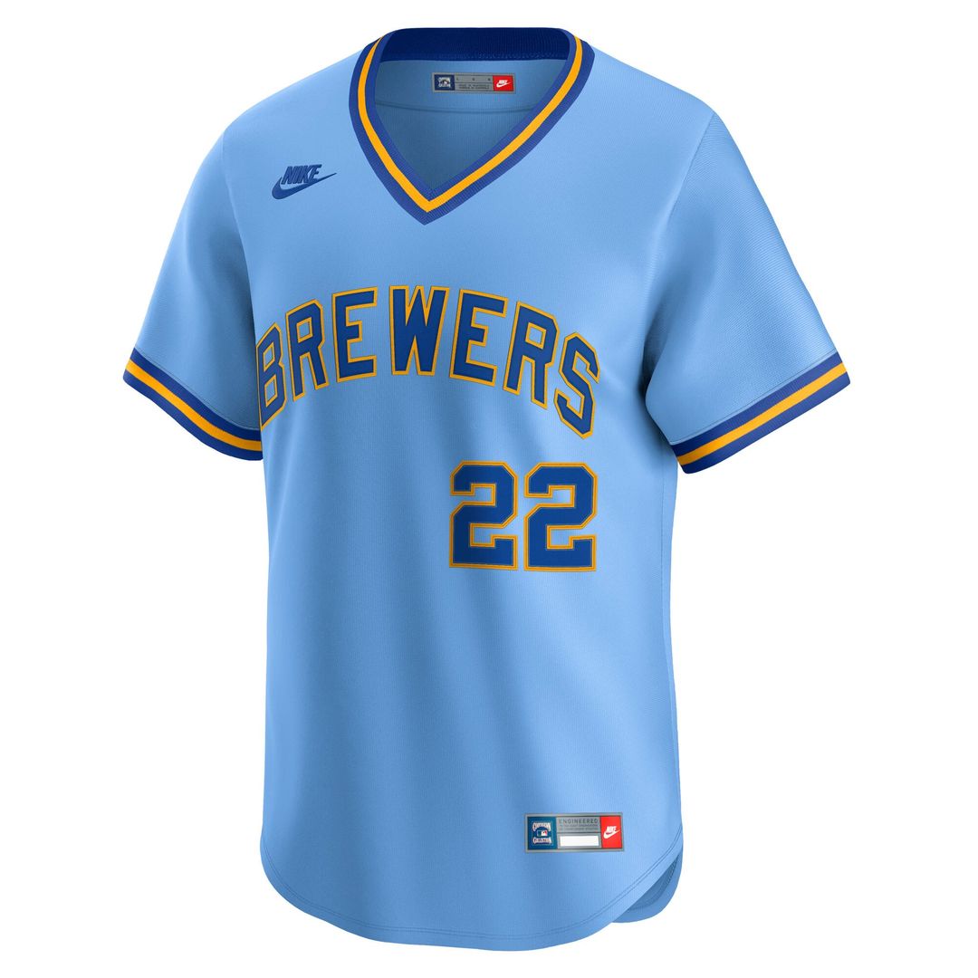 Christian Yelich Milwaukee Brewers Nike Cooperstown Collection Limited Jersey - Powder Blue | MLB Fan Gear