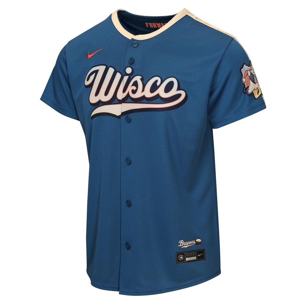Milwaukee Brewers Nike Youth 2026 City Connect Stadium Jersey - Mineral Blue | MLB Fan Gear