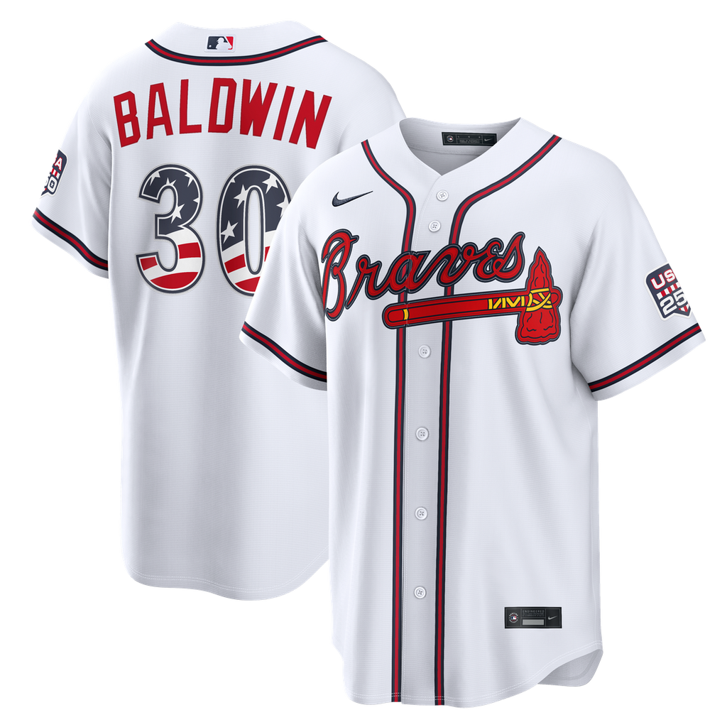 Drake Baldwin Atlanta Braves Nike USA 250 Fourth of July Home Stadium Jersey - White | MLB Fan Gear