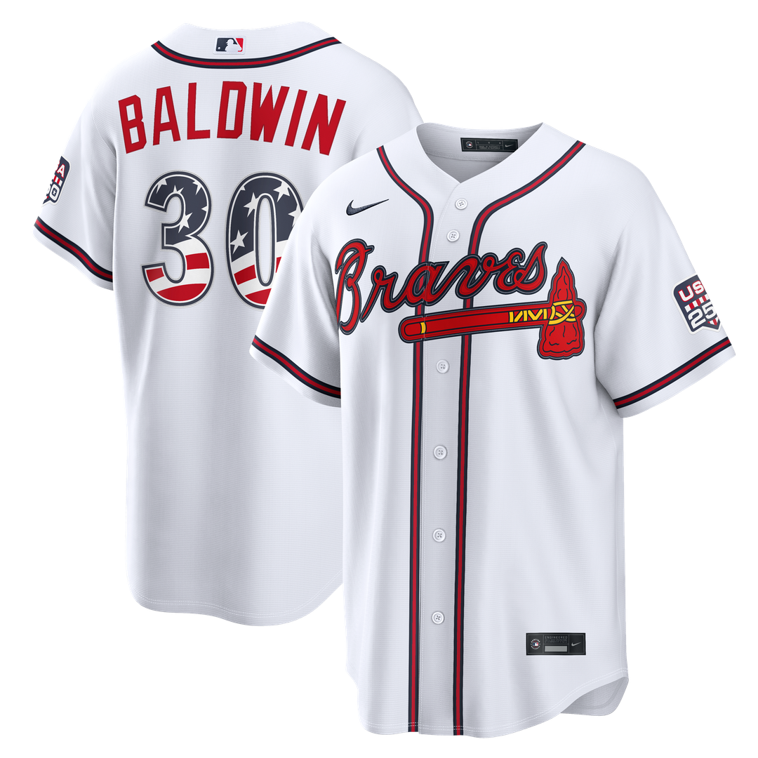 Drake Baldwin Atlanta Braves Nike USA 250 Fourth of July Home Stadium Jersey - White | MLB Fan Gear