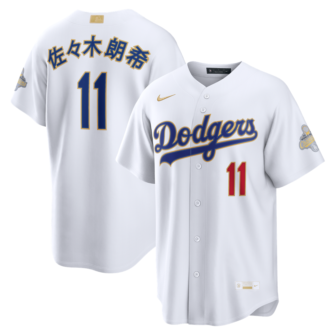 Roki Sasaki Los Angeles Dodgers Nike 2026 Gold Collection Kanji Stadium Jersey - White | MLB Fan Gear