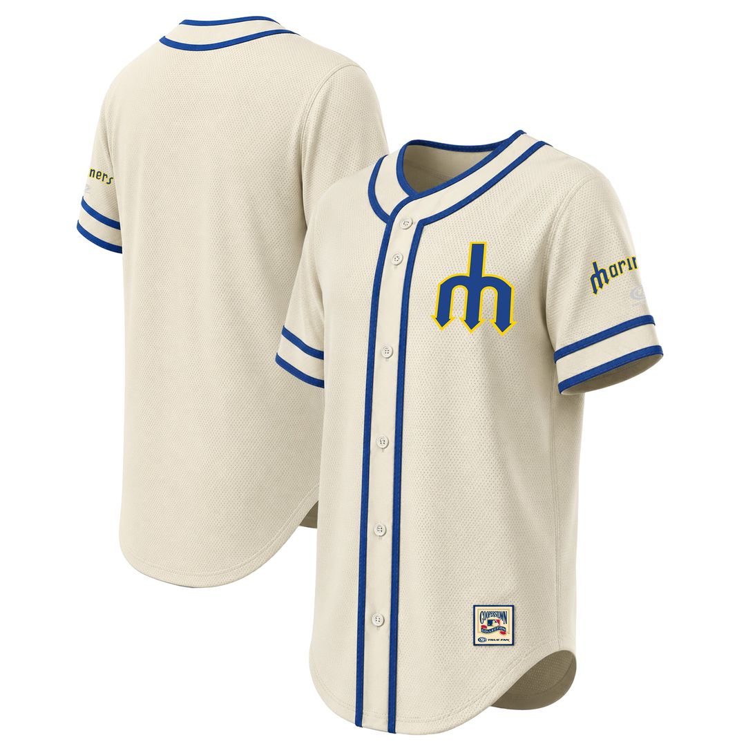 Seattle Mariners Stitches Throwback Fashion Jersey - Natural | MLB Fan Gear