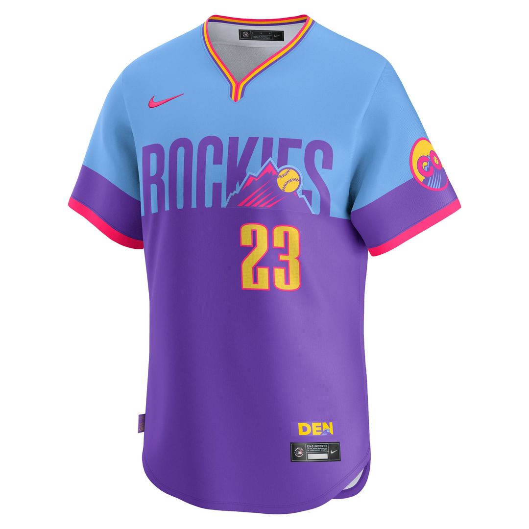 Kris Bryant Colorado Rockies Nike 2025 City Connect Limited Player Jersey - Purple/ Light Blue | MLB Fan Gear