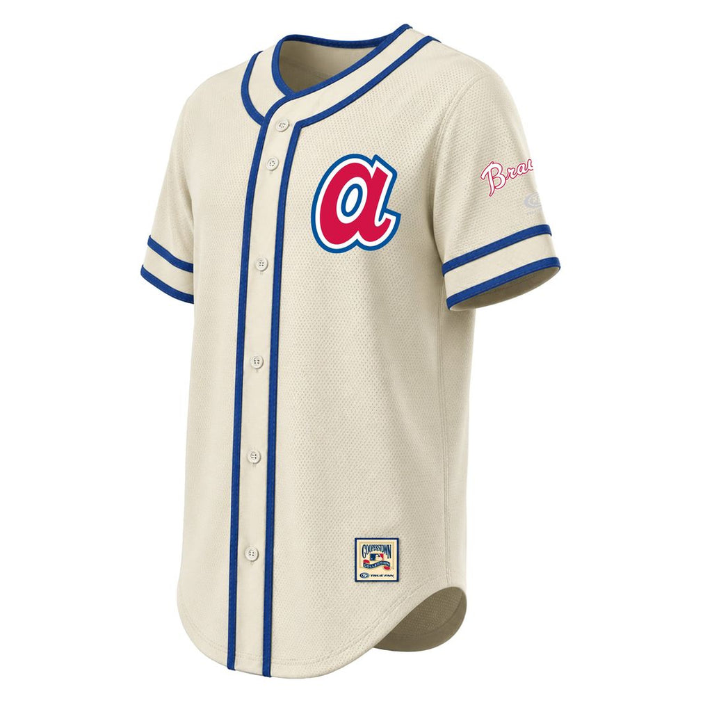 Atlanta Braves Stitches Throwback Fashion Jersey - Natural | MLB Fan Gear