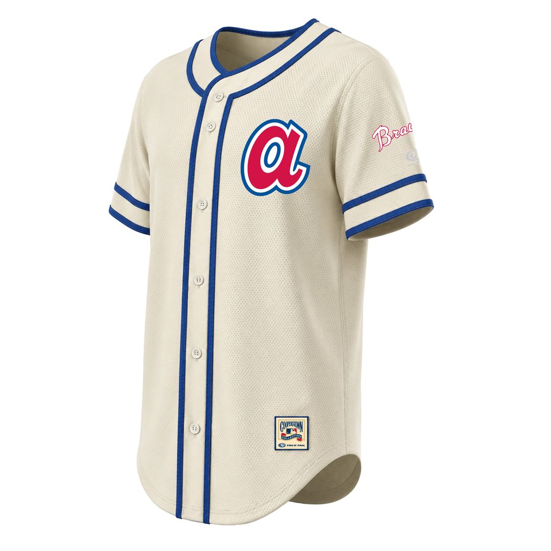 Atlanta Braves Stitches Throwback Fashion Jersey - Natural | MLB Fan Gear