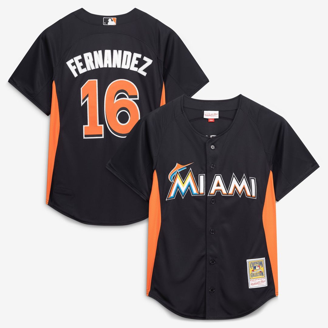 Jose Fernandez Miami Marlins Mitchell & Ness Authentic Batting Practice Jersey - Black | MLB Fan Gear