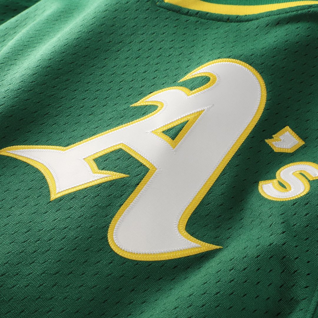 Rickey Henderson Athletics Mitchell & Ness Youth Cooperstown Collection Mesh Batting Practice Jersey - Green | MLB Fan Gear