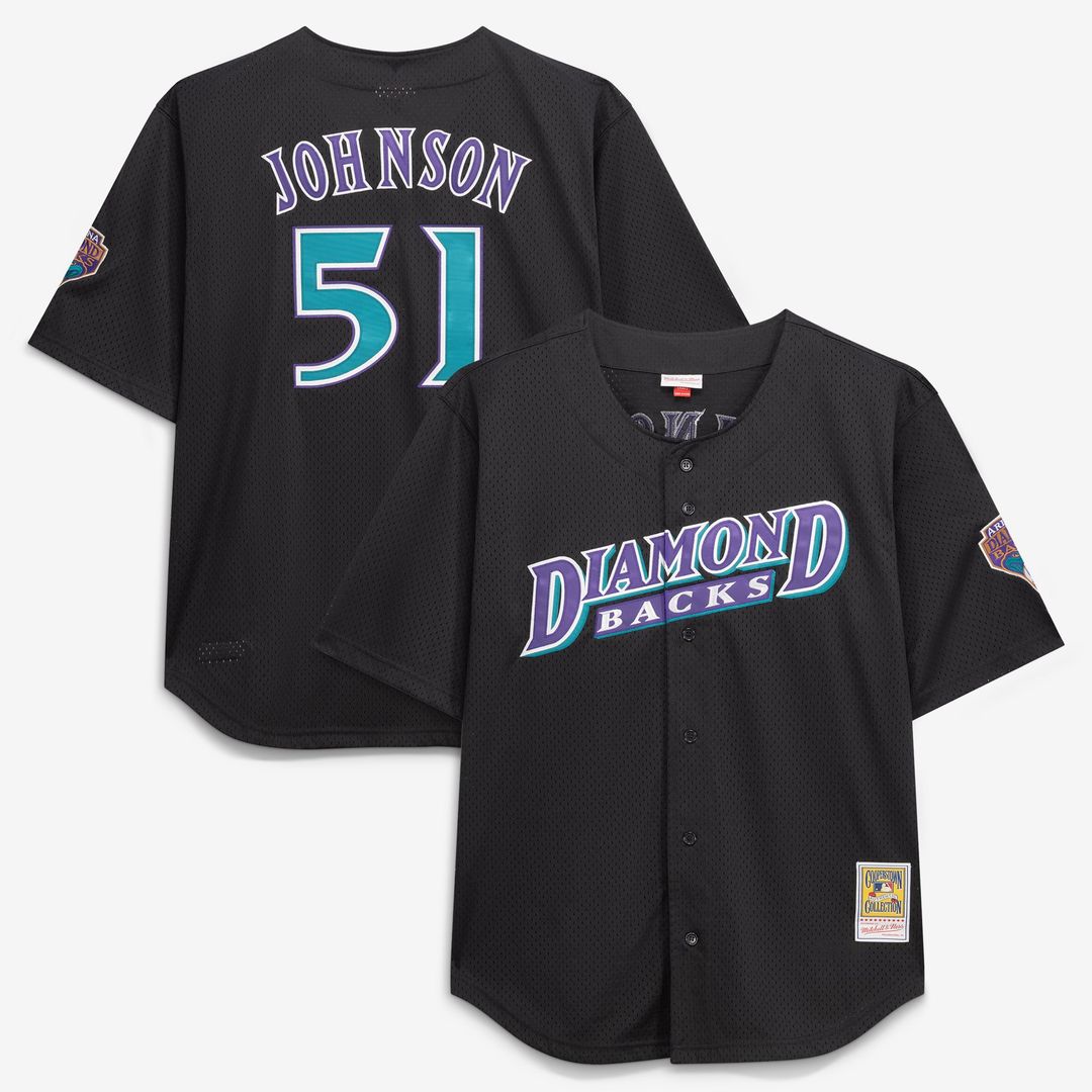 Randy Johnson Arizona Diamondbacks Mitchell & Ness Big & Tall Cooperstown Mesh Batting Practice Jersey - Black | MLB Fan Gear