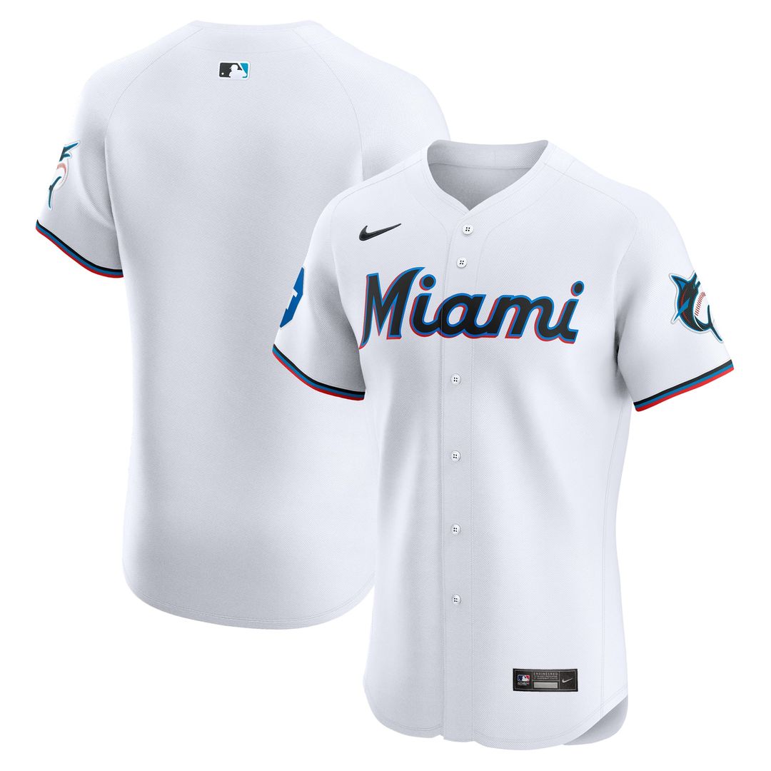 Miami Marlins Nike Home Elite Patch Jersey - White | MLB Fan Gear