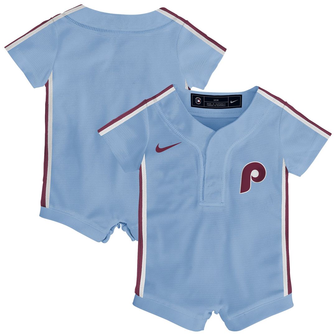 Philadelphia Phillies Nike Newborn Alternate Replica Romper Jersey - Light Blue | MLB Fan Gear