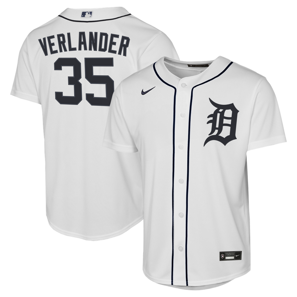 Justin Verlander Detroit Tigers Nike Youth Home Replica Jersey - White | MLB Fan Gear