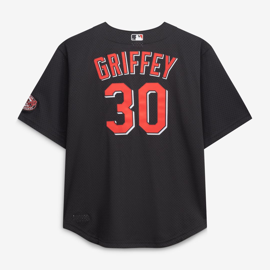 Ken Griffey Jr. Cincinnati Reds Mitchell & Ness Big & Tall Cooperstown Mesh Batting Practice Jersey - Black | MLB Fan Gear