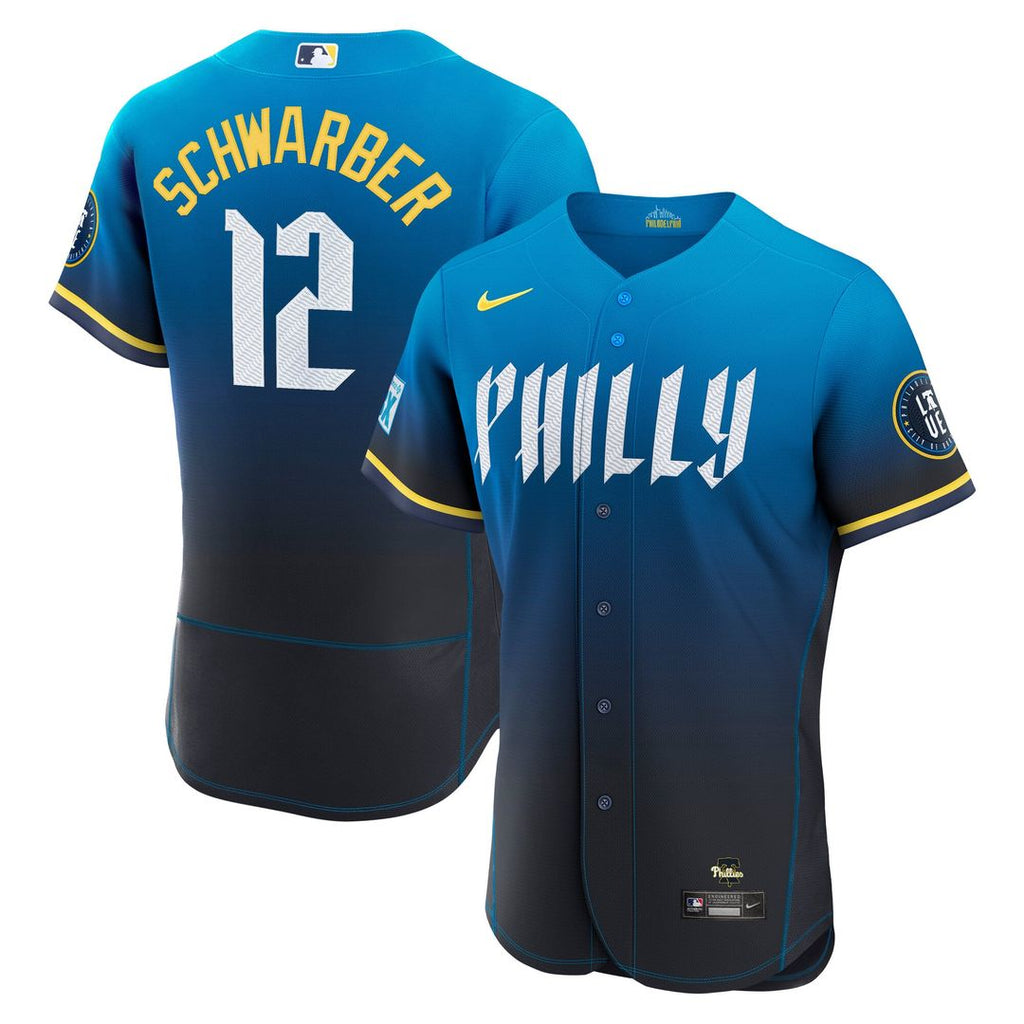 Kyle Schwarber Philadelphia Phillies Nike City Connect Authentic Sponsor Patch Jersey - Navy | MLB Fan Gear