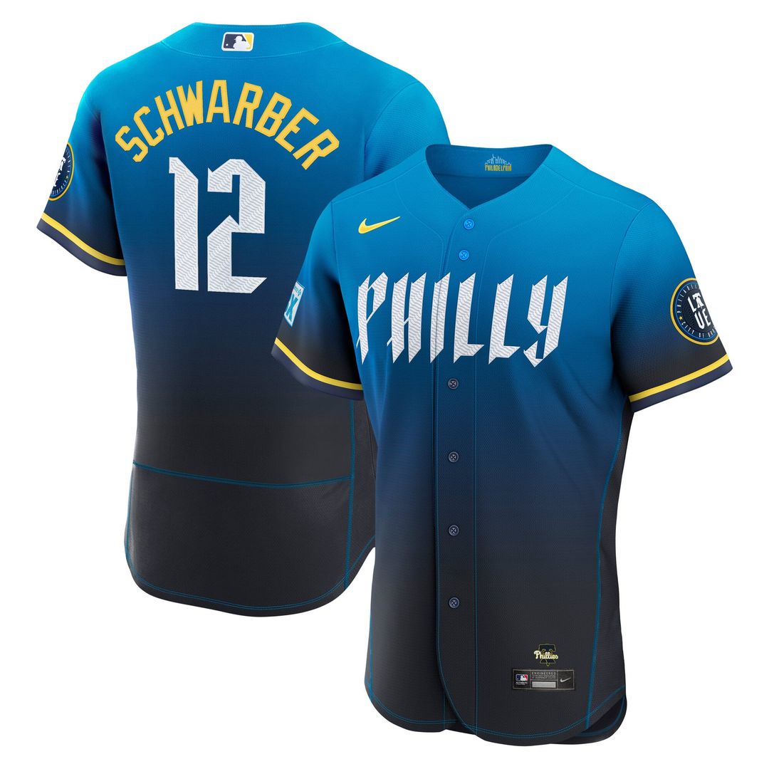 Kyle Schwarber Philadelphia Phillies Nike City Connect Authentic Sponsor Patch Jersey - Navy | MLB Fan Gear