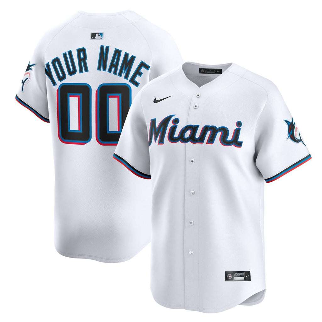 Miami Marlins Nike Home Limited Custom Jersey - White | MLB Fan Gear