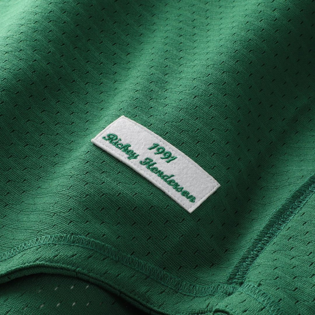 Rickey Henderson Athletics Mitchell & Ness Youth Cooperstown Collection Mesh Batting Practice Jersey - Green | MLB Fan Gear