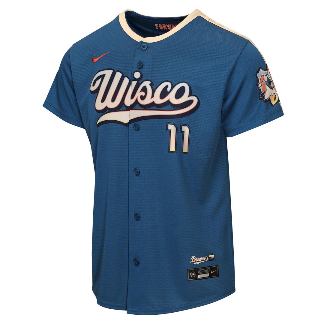 Jackson Chourio Milwaukee Brewers Nike Youth 2026 City Connect Stadium Jersey - Mineral Blue | MLB Fan Gear