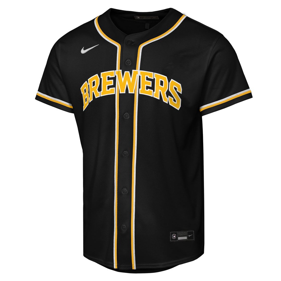 Jackson Chourio Milwaukee Brewers Nike Youth Fashion Replica Player Jersey - Black | MLB Fan Gear
