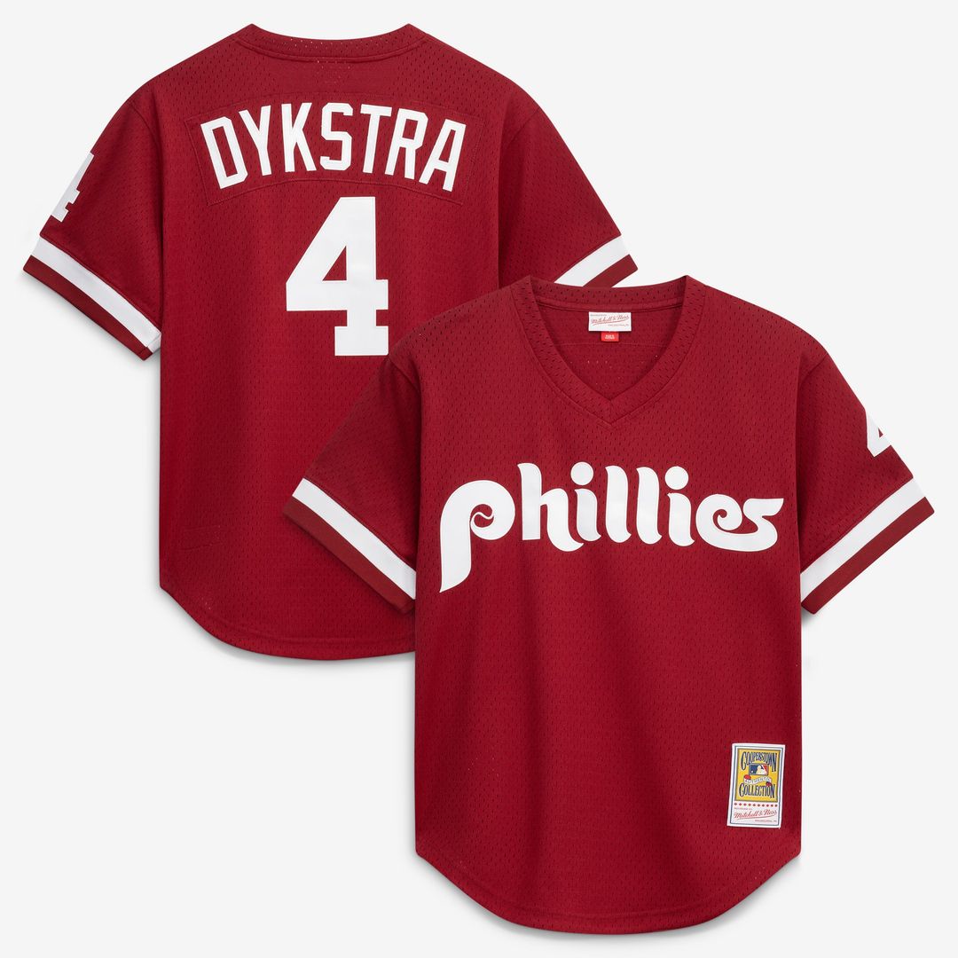 Lenny Dykstra Philadelphia Phillies Mitchell & Ness Authentic Batting Practice Jersey - Scarlet | MLB Fan Gear