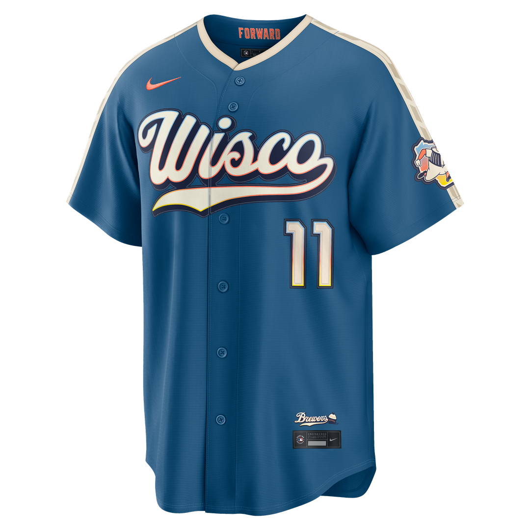 Jackson Chourio Milwaukee Brewers Nike 2026 City Connect Stadium Jersey - Mineral Blue | MLB Fan Gear