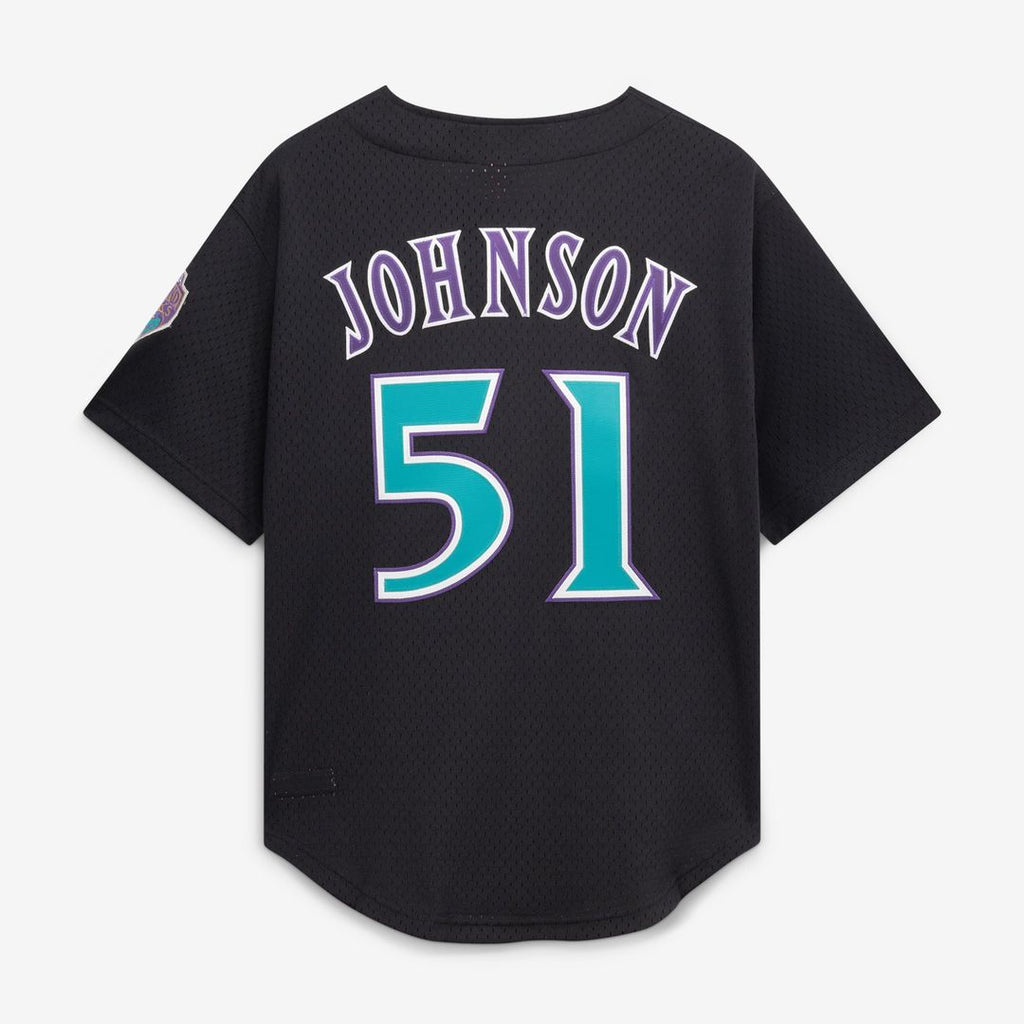 Randy Johnson Arizona Diamondbacks Mitchell & Ness Cooperstown Collection Mesh Batting Practice Button-Up Jersey - Black | MLB Fan Gear