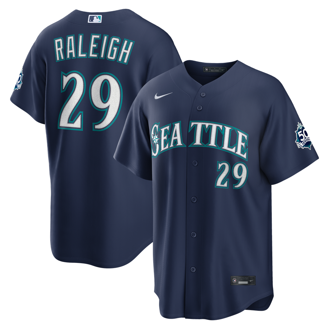 Cal Raleigh Seattle Mariners Nike Home Stadium 50th Season Patch Jersey - White | MLB Fan Gear