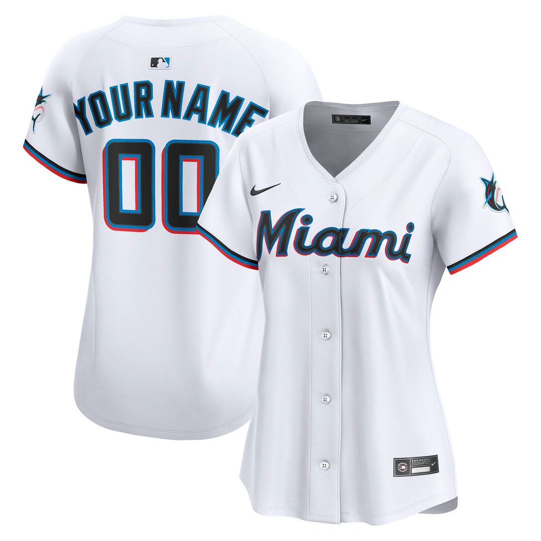 Miami Marlins Nike Women's Home Limited Custom Jersey - White | MLB Fan Gear