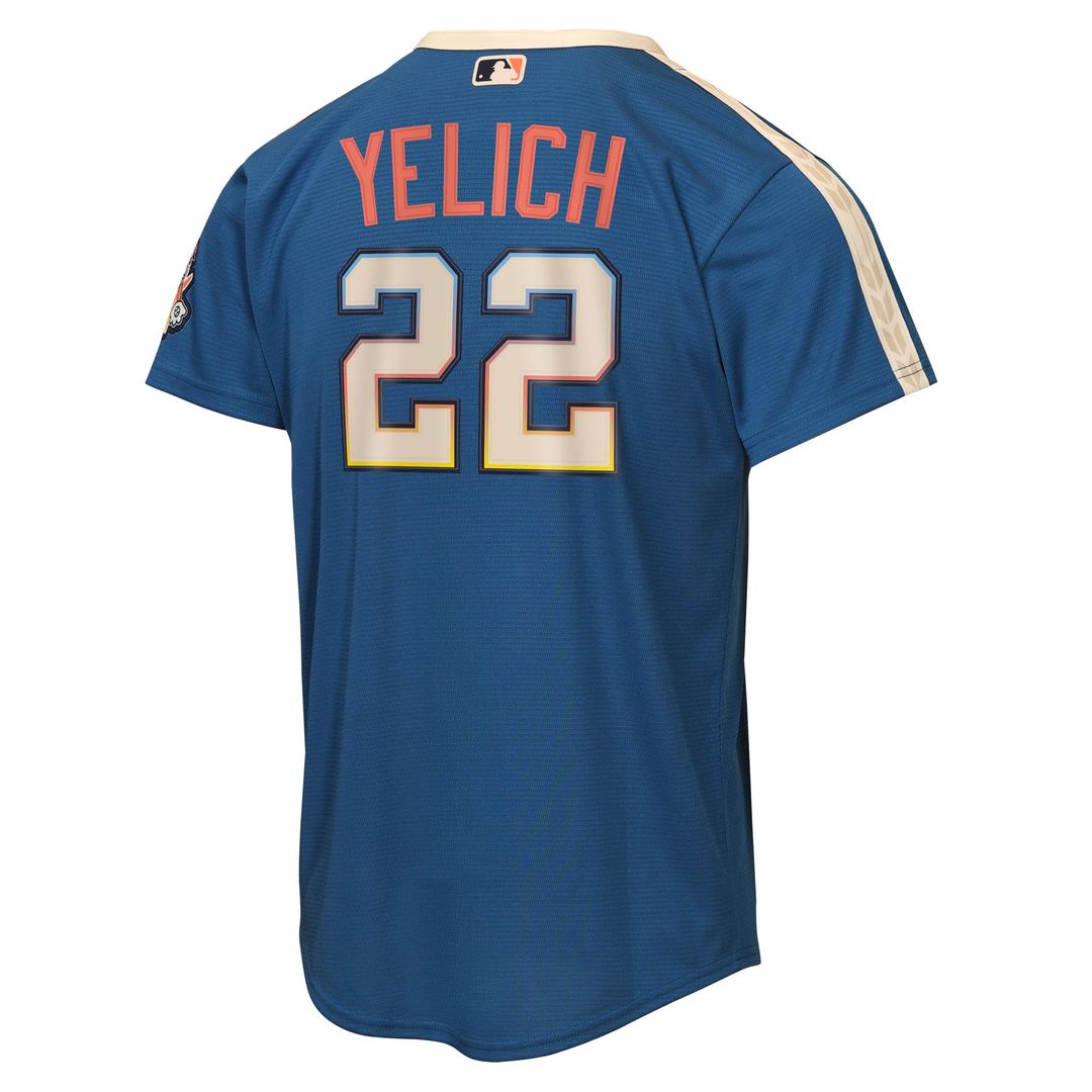 Christian Yelich Milwaukee Brewers Nike Youth 2026 City Connect Stadium Jersey - Mineral Blue | MLB Fan Gear