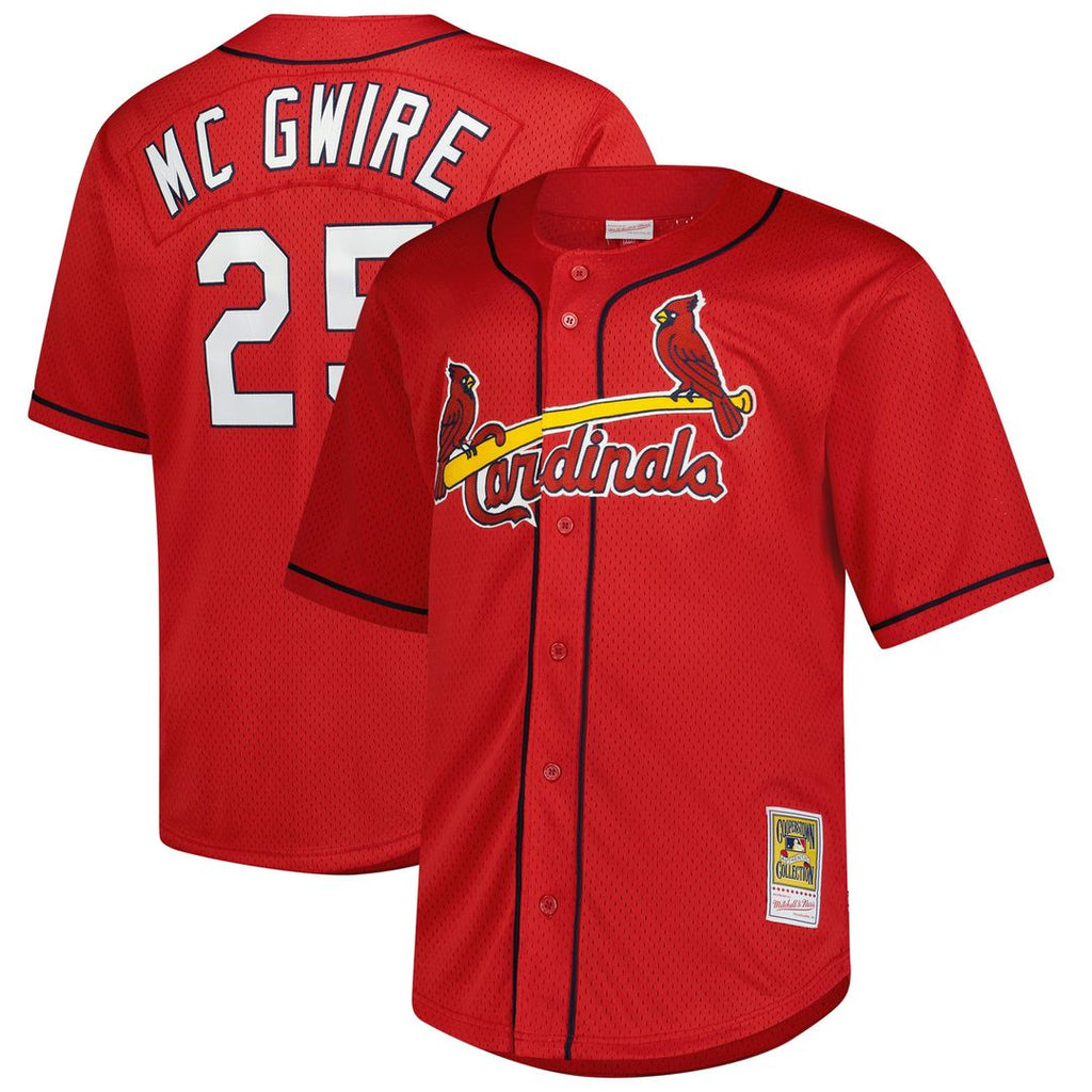 Mark McGwire St. Louis Cardinals Mitchell & Ness Big & Tall Cooperstown Mesh Batting Practice Jersey - Red | MLB Fan Gear
