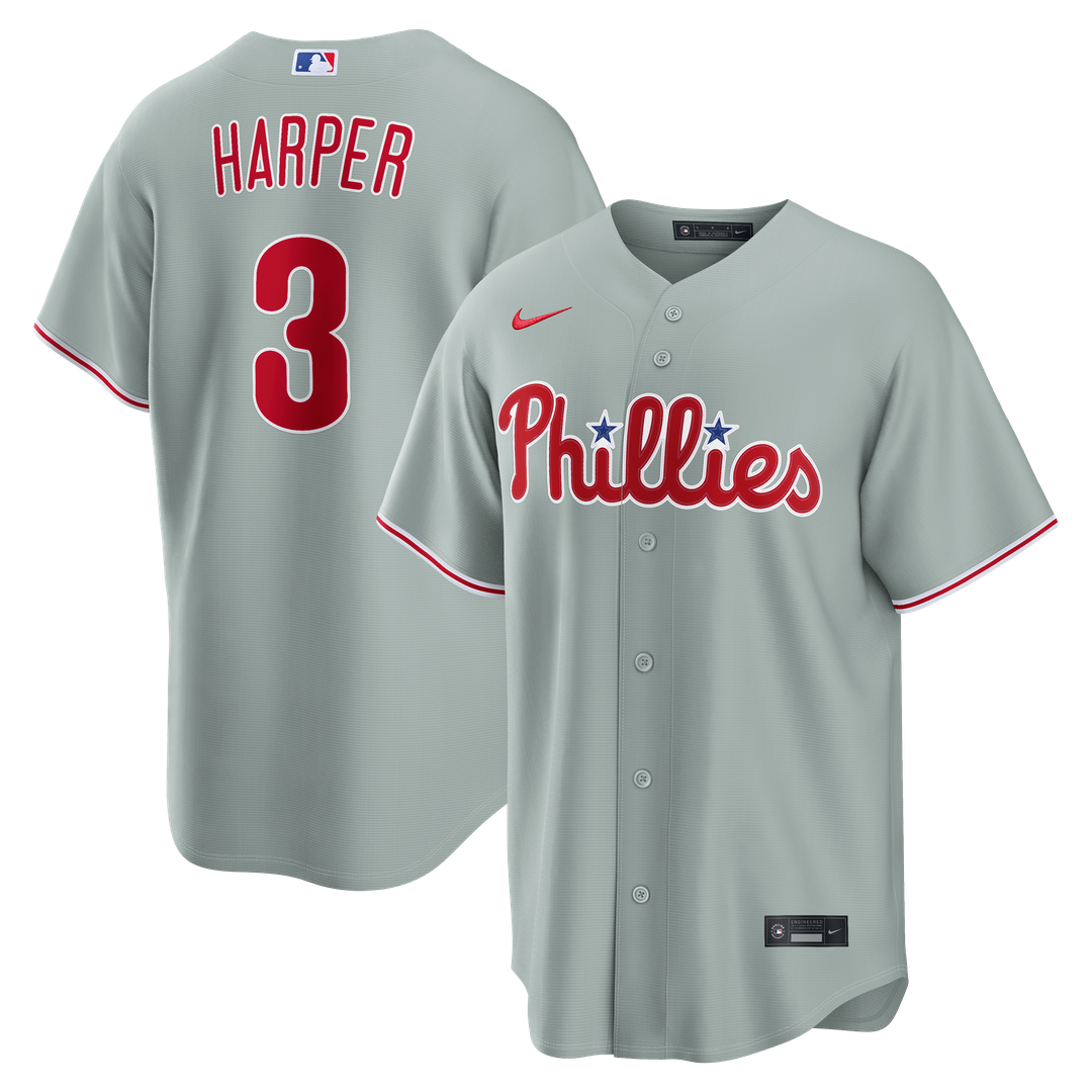 Bryce Harper Philadelphia Phillies Nike Road Replica Jersey - Gray | MLB Fan Gear