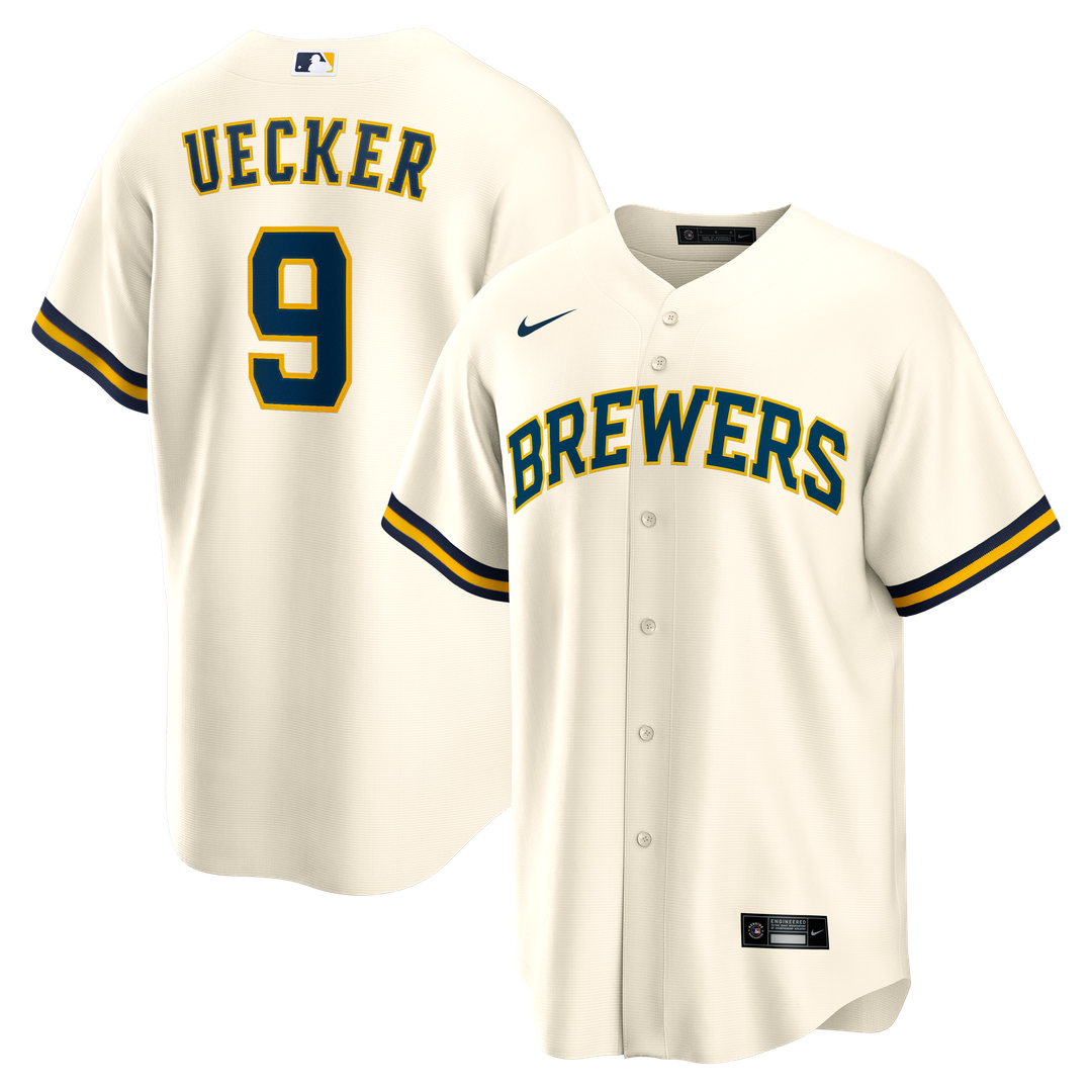 Bob Uecker Milwaukee Brewers Nike Home Retired Player Replica Jersey - Cream | MLB Fan Gear