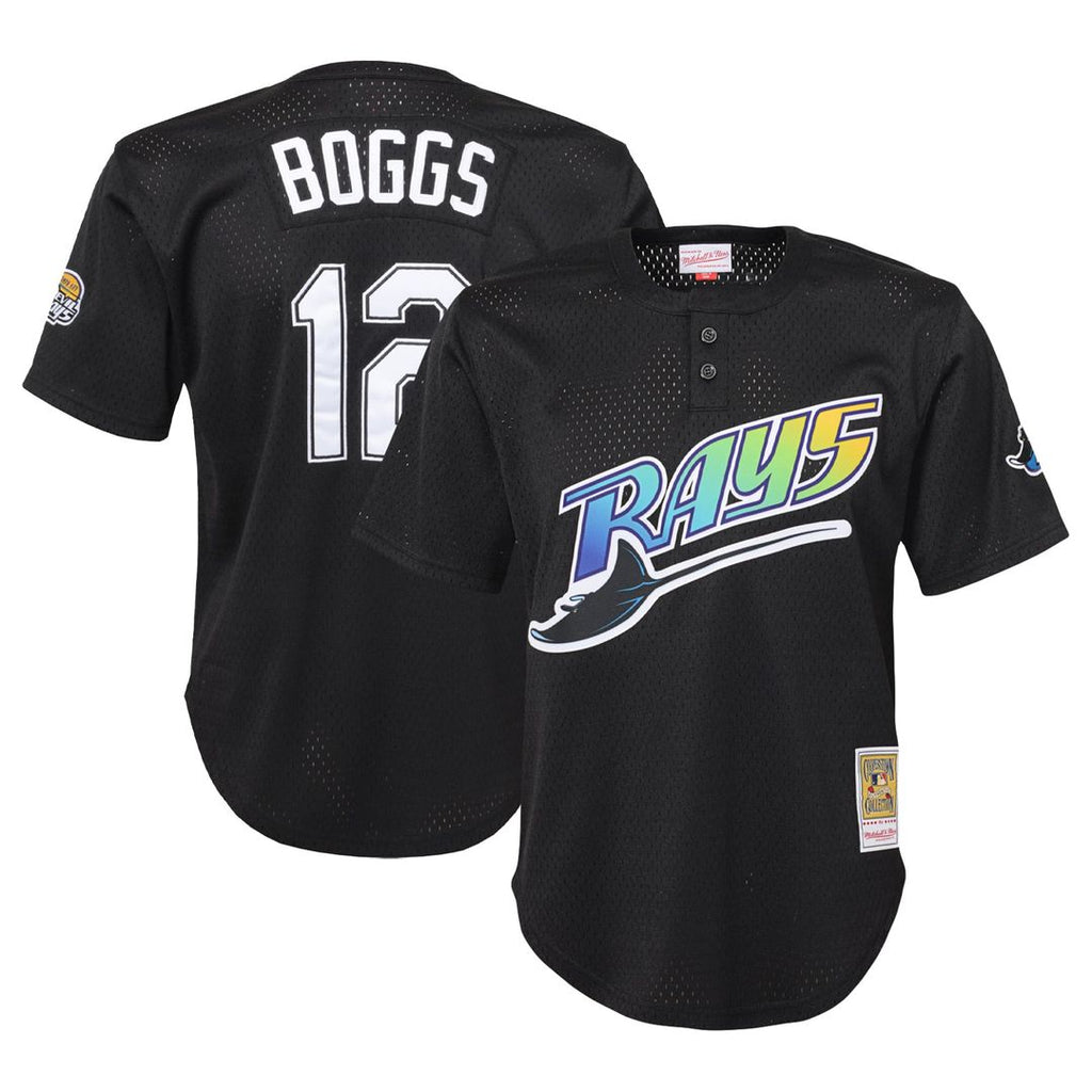 Wade Boggs Tampa Bay Rays Mitchell & Ness Youth Cooperstown Collection Mesh Batting Practice Jersey - Black | MLB Fan Gear