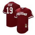 John Kruk Philadelphia Phillies Mitchell & Ness Big & Tall Cooperstown Collection Mesh Batting Practice Jersey - Burgundy | MLB Fan Gear