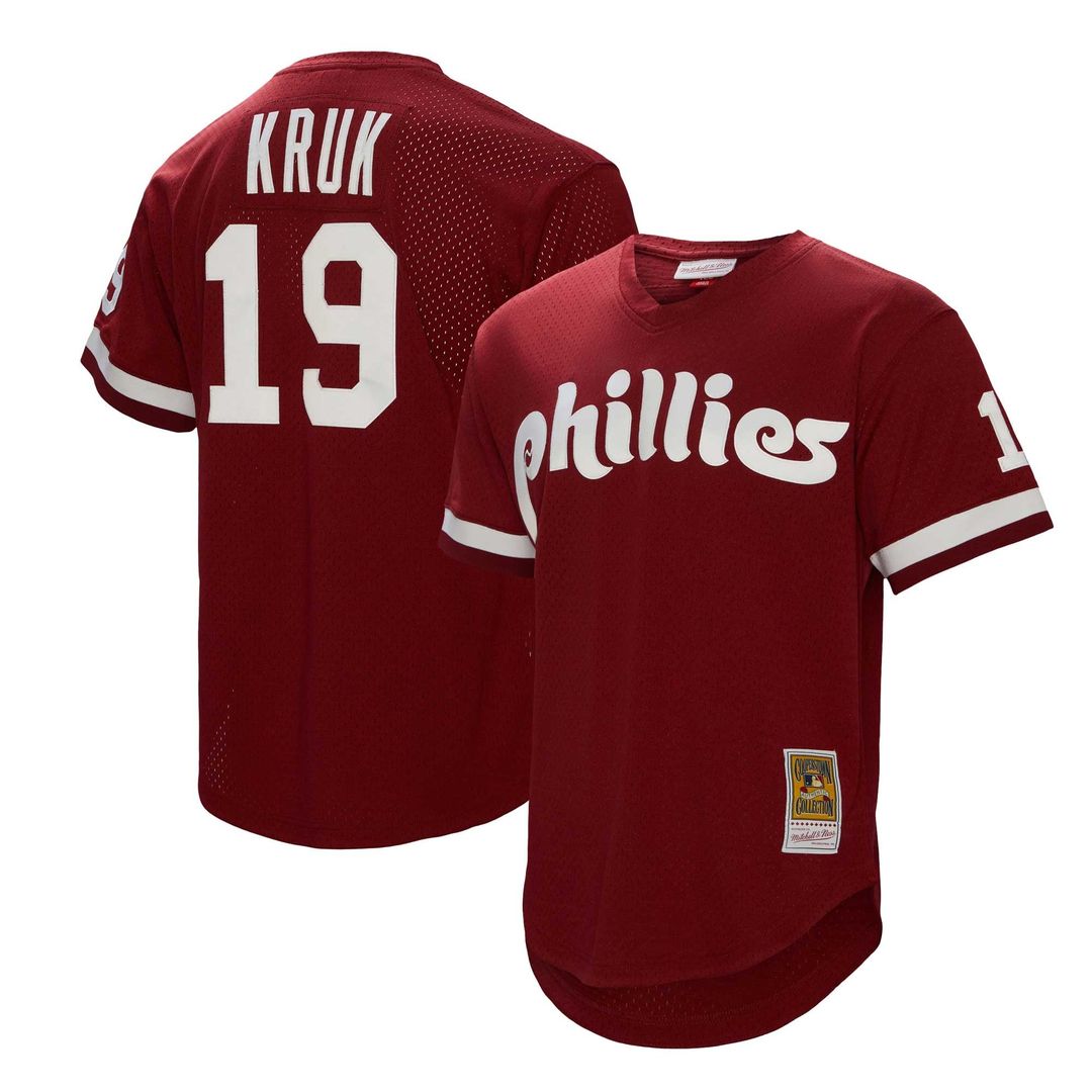 John Kruk Philadelphia Phillies Mitchell & Ness Big & Tall Cooperstown Collection Mesh Batting Practice Jersey - Burgundy | MLB Fan Gear