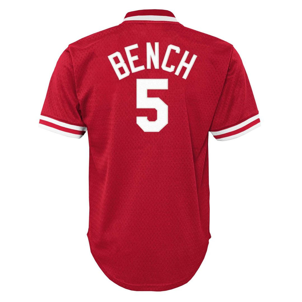 Johnny Bench Cincinnati Reds Mitchell & Ness Youth Cooperstown Collection Mesh Batting Practice Jersey - Red | MLB Fan Gear