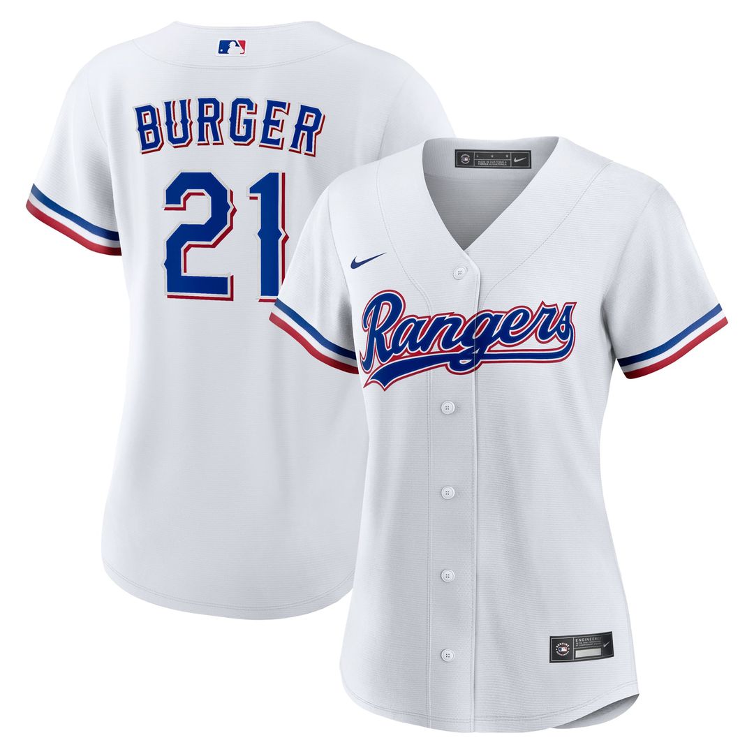 Jake Burger Texas Rangers Nike Women's Home Replica Jersey - White | MLB Fan Gear