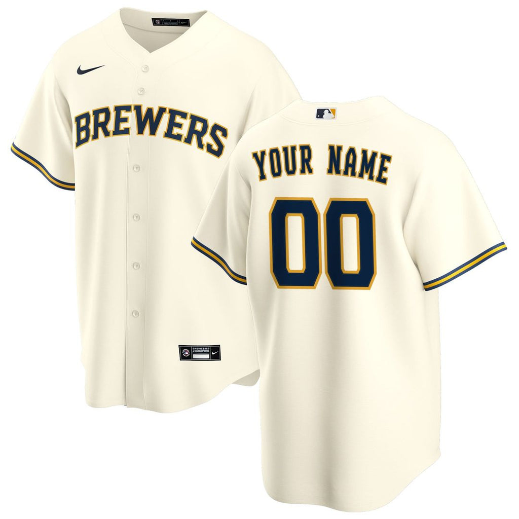 Milwaukee Brewers Nike Home Replica Custom Jersey - Cream | MLB Fan Gear