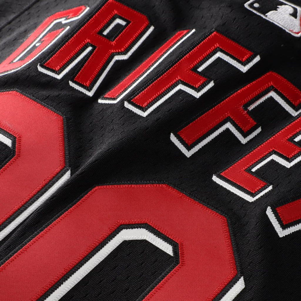 Ken Griffey Jr. Cincinnati Reds Mitchell & Ness Cooperstown Collection Mesh Batting Practice Button-Up Jersey - Black | MLB Fan Gear